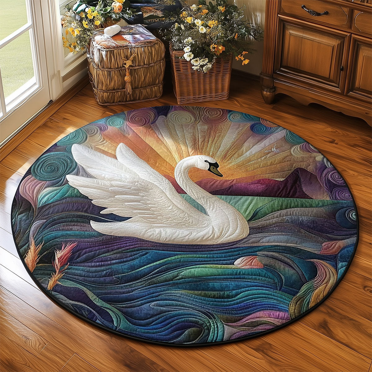 Elegant White Swan WJ0304036CL Quilted Round Mat