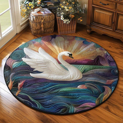 Elegant White Swan WJ0304036CL Quilted Round Mat