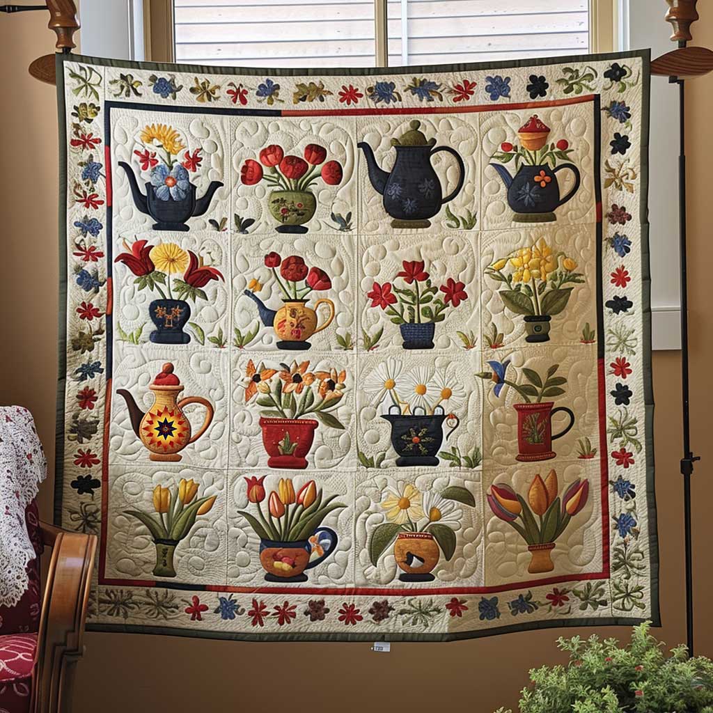 Tulips Pots Vintage WP3010043CL Quilt