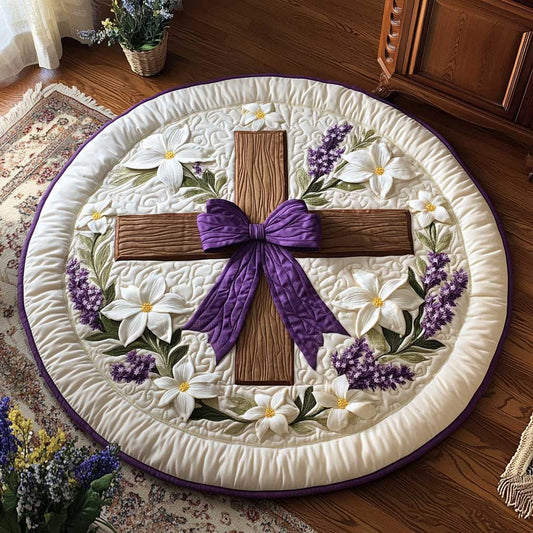 Faithful Cross WN0904013CL Quilted Round Mat