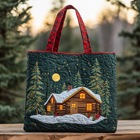Evergreen Forest Cabin WN0110014CL Quilted Tote Bag