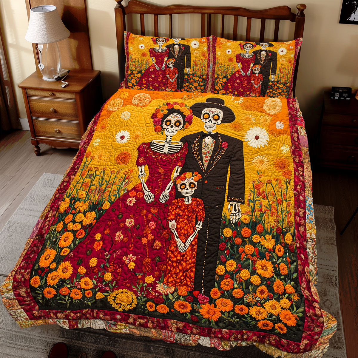 Skull Day Of The Dead WX1312098CL Duvet Cover Set