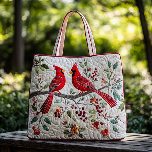 Cardinal Autumn Berries WN0310002CL Quilted Tote Bag