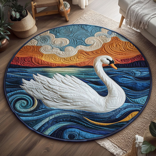 Elegant White Swan WJ0504041CL Quilted Round Mat