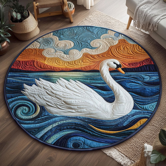 Elegant White Swan WJ0504041CL Quilted Round Mat