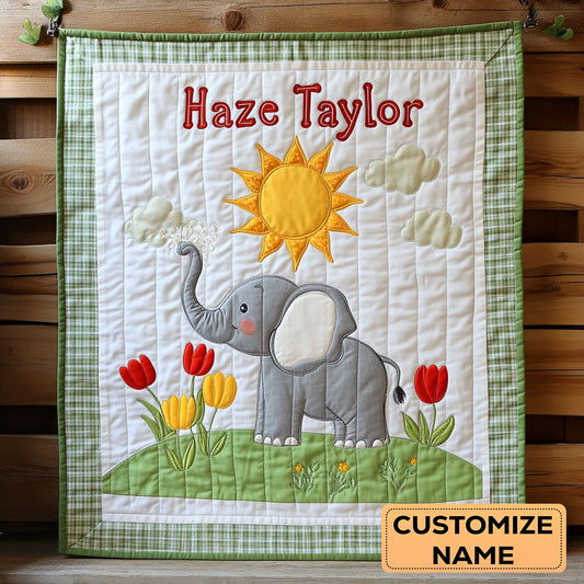 Elephant Smile WN1807048CL Personalized Baby Quilt