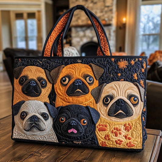 Funny Pug XR2509028CL Quilted Tote Bag