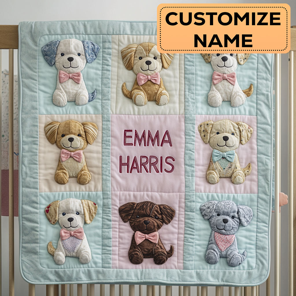 Puppy Parade CW2807057CL Personalized Baby Quilt