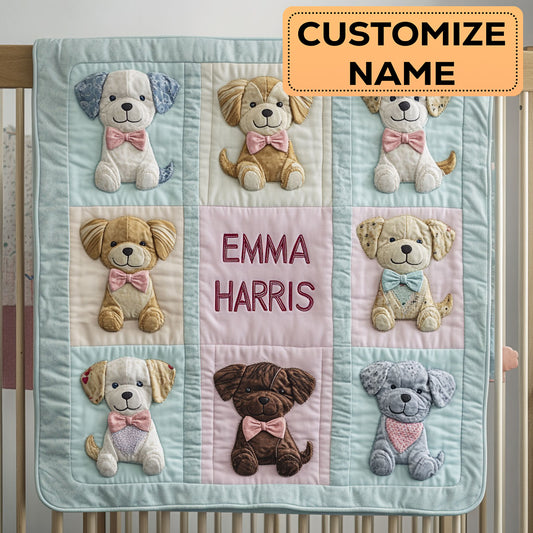 Puppy Parade CW2807057CL Personalized Baby Quilt