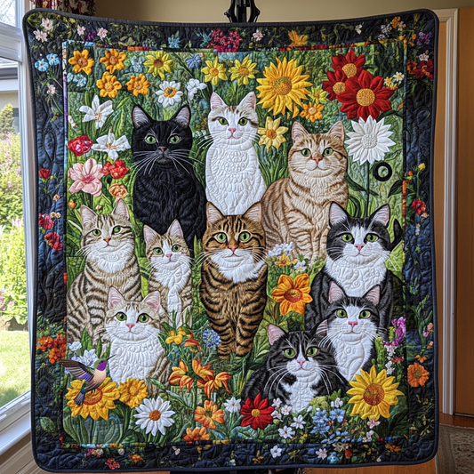 Cat Breeds With Flowers YR0312006CL Quilt