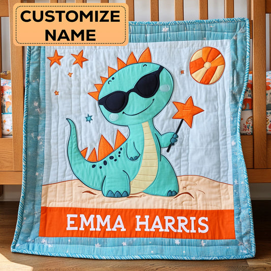 Fun Cool Dino CW2107040CL Personalized Baby Quilt