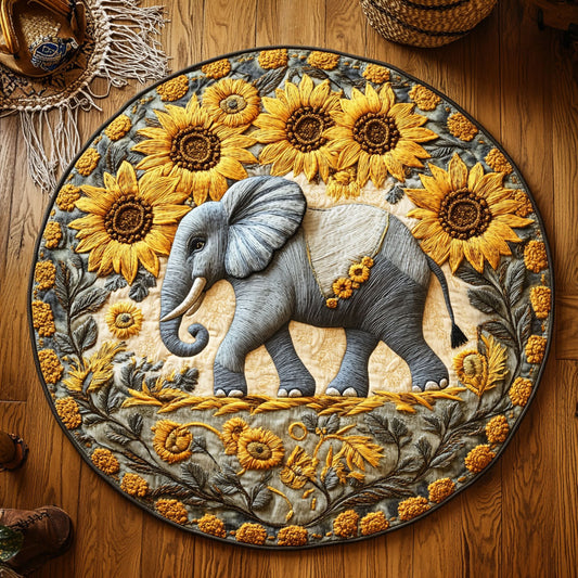 Sunflower Grey Elephant WY0805027CL Quilted Round Mat
