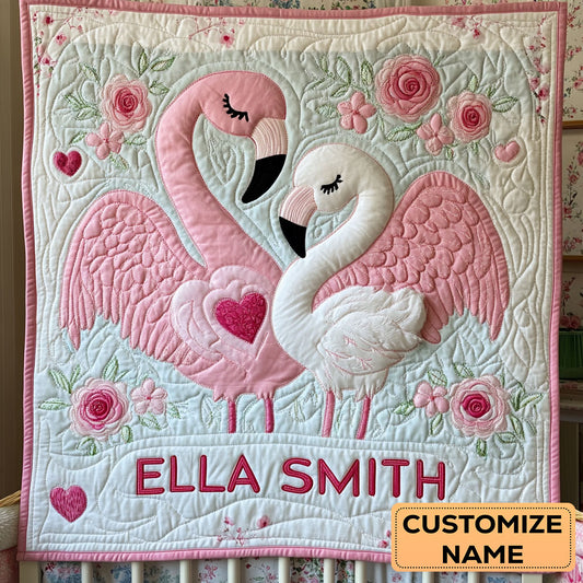 Sweet Flamingos WY2507039CL Personalized Baby Quilt