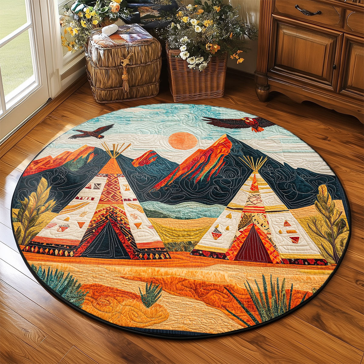 Native Teepee WP2003086CL Quilted Round Mat