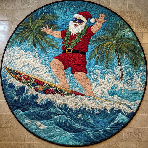 Surfing Santa LT1911026CL Quilted Round Mat