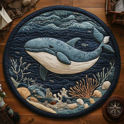 Gentle Whale Waves WN2403039CL Quilted Round Mat