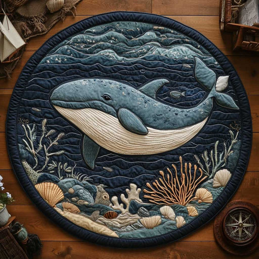 Gentle Whale Waves WN2403039CL Quilted Round Mat