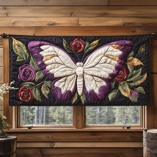 Purple Butterfly WP1403020CL Quilted Valance