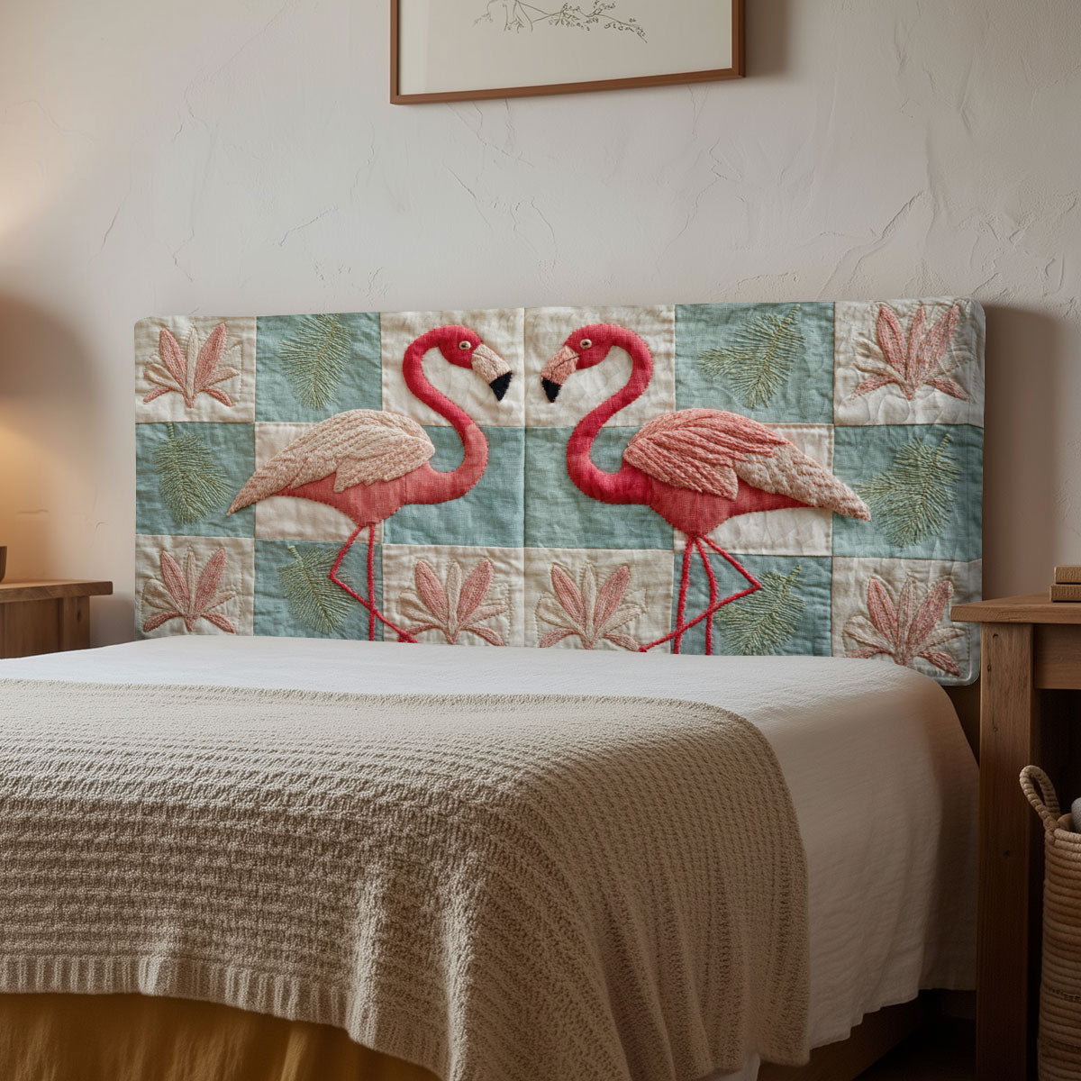 Blush Flamingos CP2612035CL Quilted Headboard Slipcover