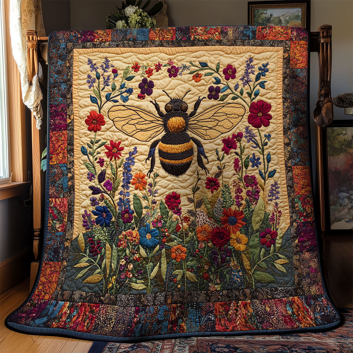 Bee In Wildflower Garden WY2103035CL Quilt
