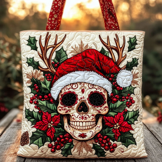 Skull Christmas Glow WN0310061CL Quilted Tote Bag
