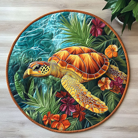 Turtle Tropic CW0407050CL Quilted Round Mat