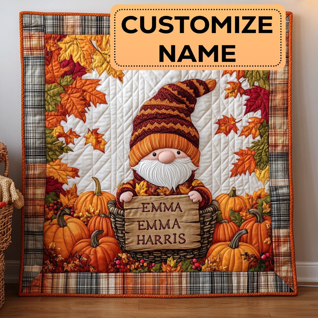 Gnome Fall Charm CW3007030CL Personalized Baby Quilt