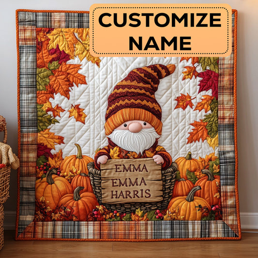 Gnome Fall Charm CW3007030CL Personalized Baby Quilt