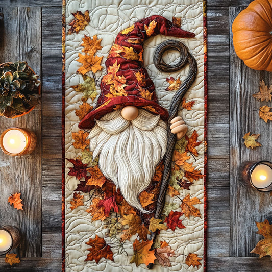 Gnome Harvest Hideout WN1507033CL Quilted Table Runner