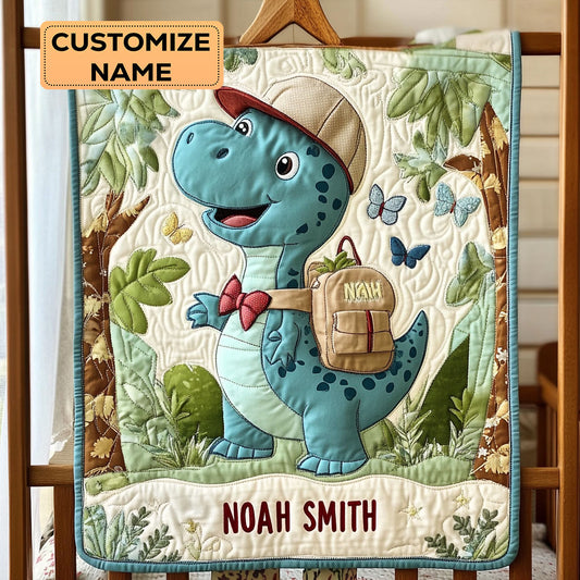 Little Dino Pal WY1807010CL Personalized Baby Quilt