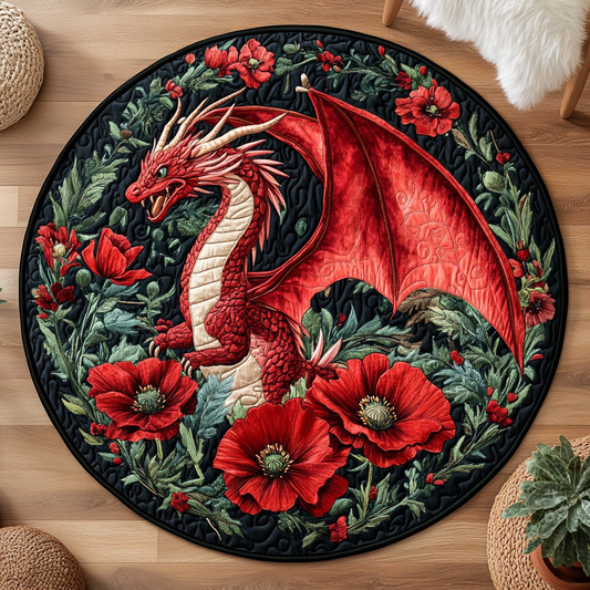 Poppy Red Dragon WY2804014CL Quilted Round Mat