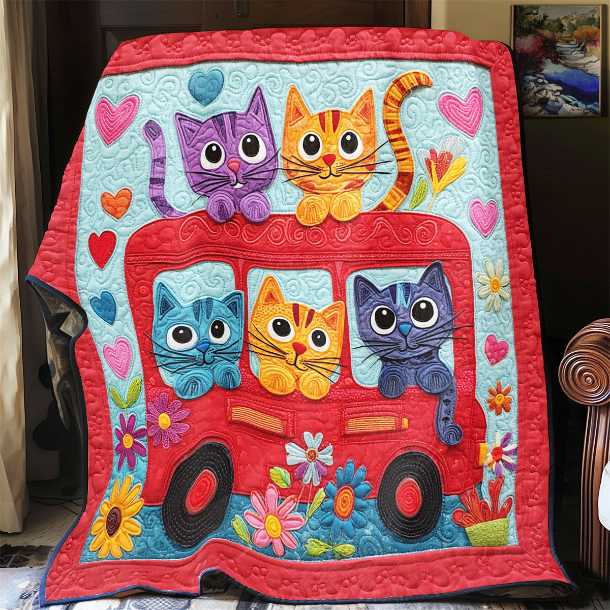 Hippie Cat Bus CW1411006CL Quilt