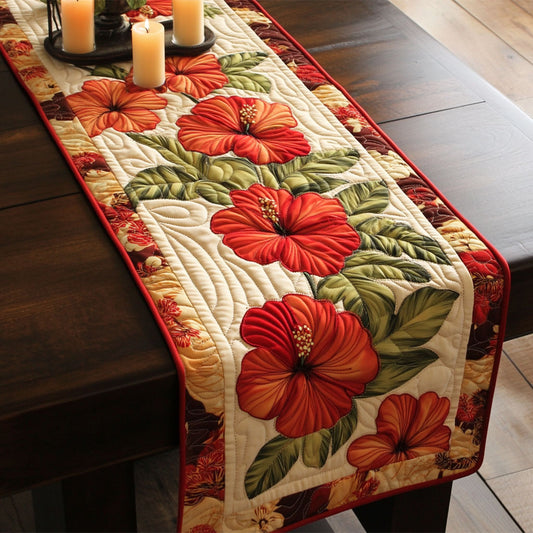 Radiant Hibiscus CM1905003CL Quilted Table Runner