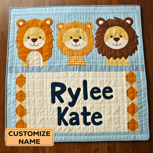 Little Roarers WJ1607003CL Personalized Baby Quilt