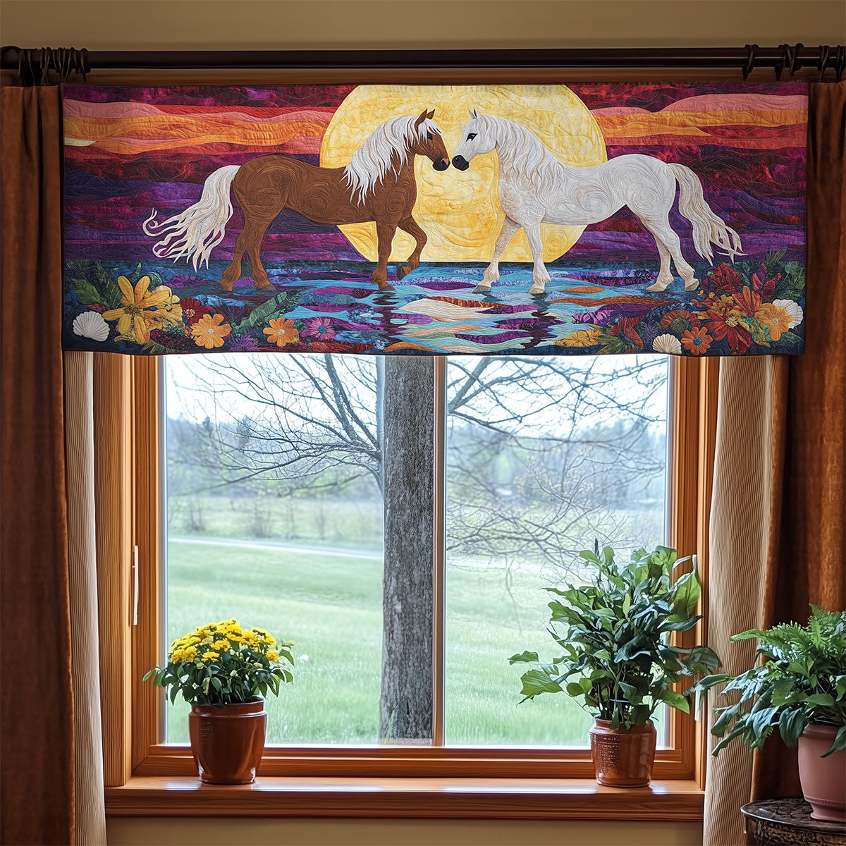 Couple Horse WX0605009CL Quilted Valance