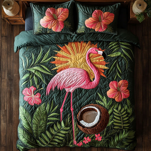 Coconut And Hibiscus Flamingo WY2306027CL Duvet Cover Set