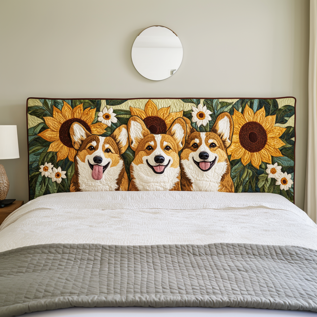 Happy Corgi XR1712002CL Quilted Headboard Slipcover