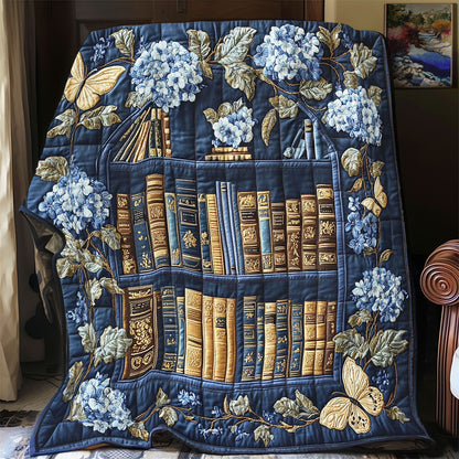 Navy Hydrangea Bookshelf WY3012025CL Quilt