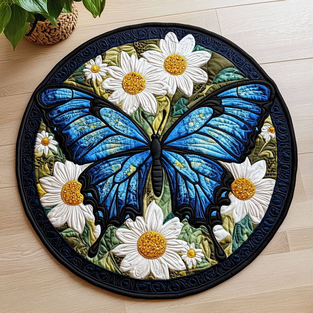 Floral Butterfly CW0307032CL Quilted Round Mat