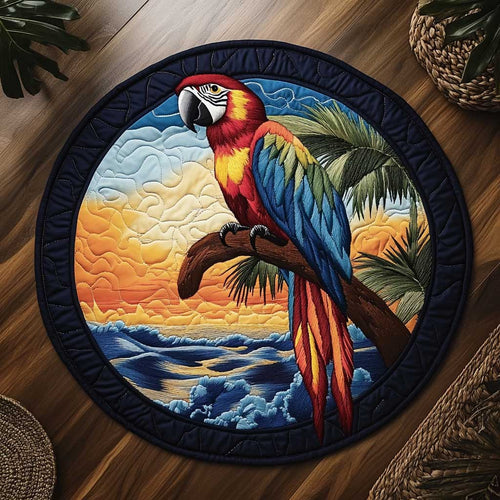 Sunset Parrot WN2103045CL Quilted Round Mat