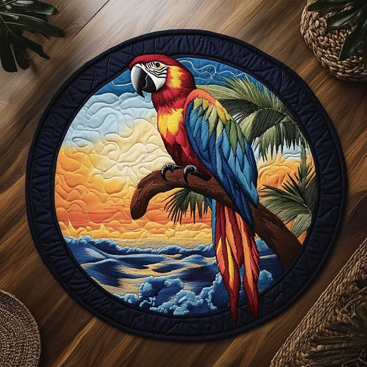 Sunset Parrot WN2103045CL Quilted Round Mat