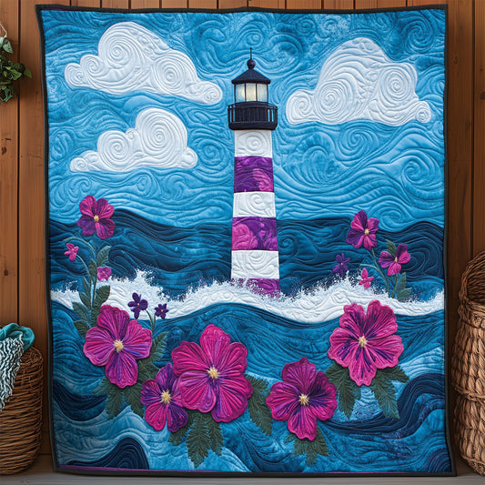 Purple Flower Lighthouse WY0307078CL Quilt