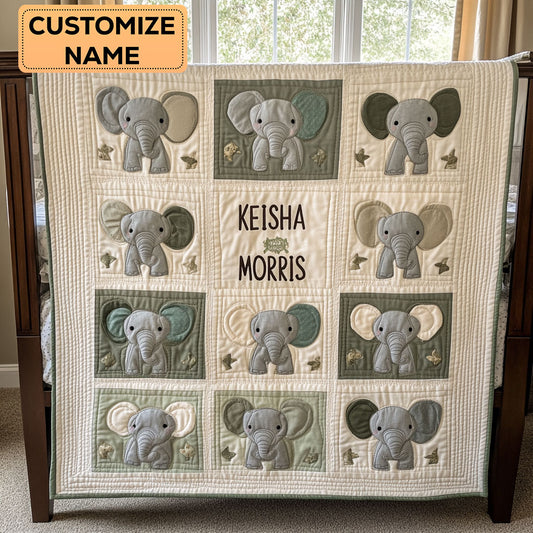Tiny Tusks CP2607034CL Personalized Baby Quilt