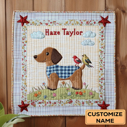 Happy Dachshund WN2307031CL Personalized Baby Quilt