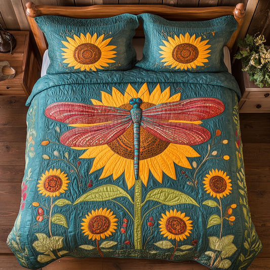 Dragonfly In Sunflower WY2202020CL Duvet Cover Set