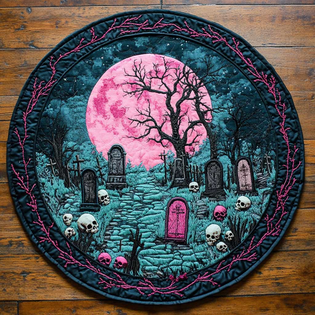 Cursed Graveyard WN2804013CL Quilted Round Mat