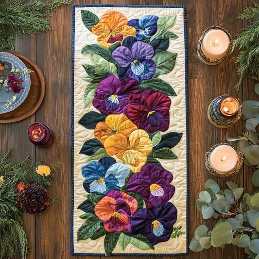 Pansy Garden Bloom WX0307063CL Quilted Table Runner