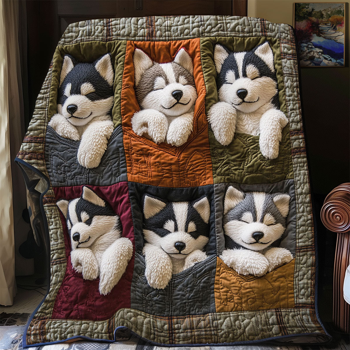 Husky Family CP0512124CL Quilt