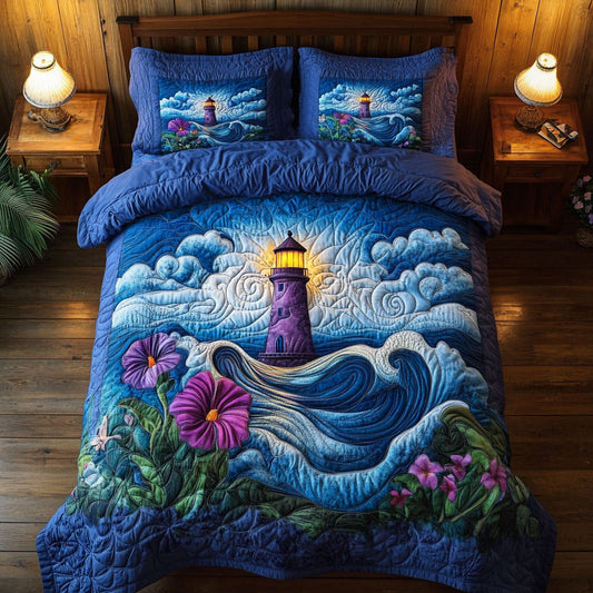 Purple Hibiscus Lighthouse WY3105021CL Duvet Cover Set