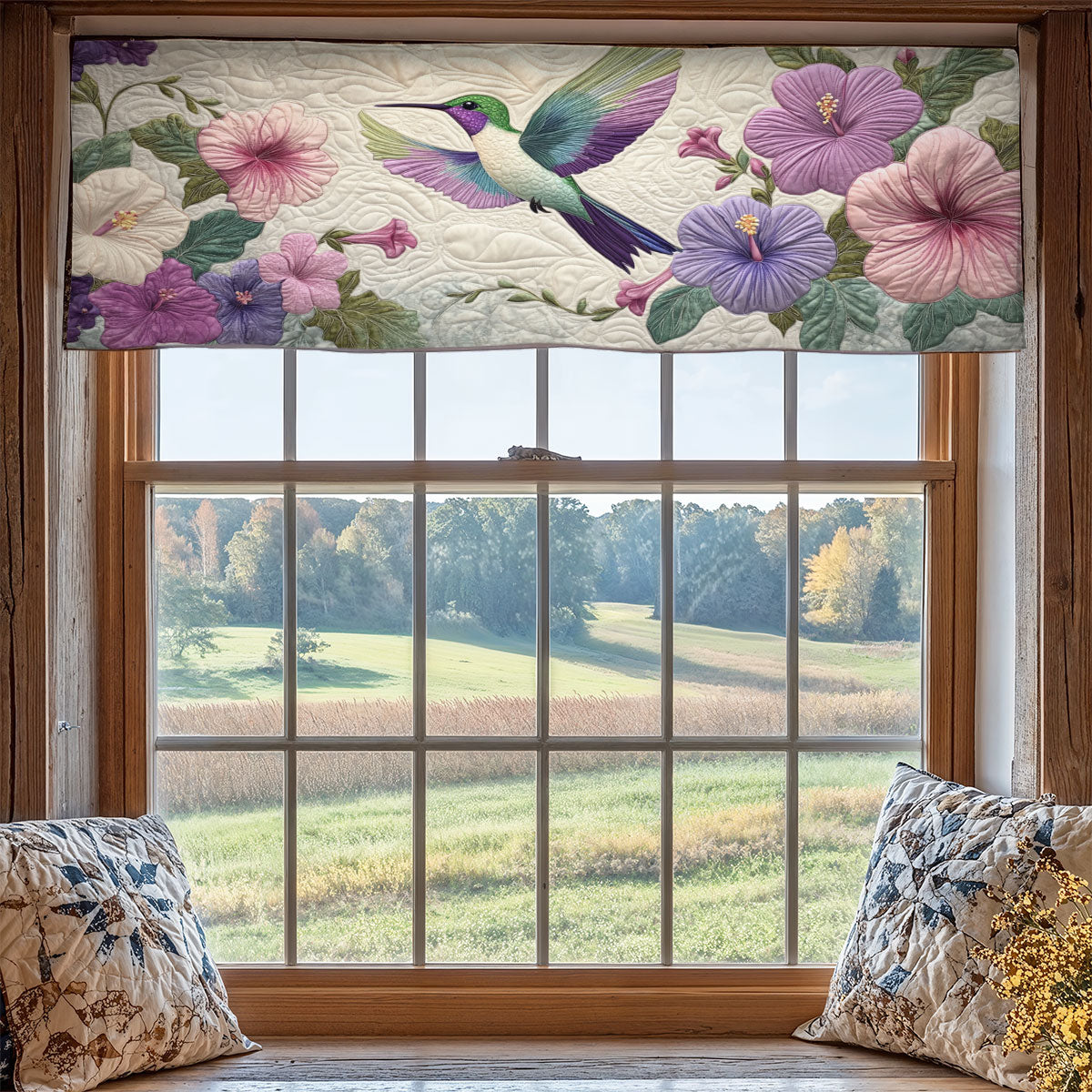 Hummingbird Floral WX2205036CL Quilted Valance